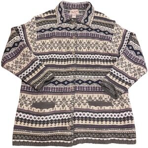 Woolrich Vintage Womens Large Fair Isle Button Up Cardigan Sweater Multi
